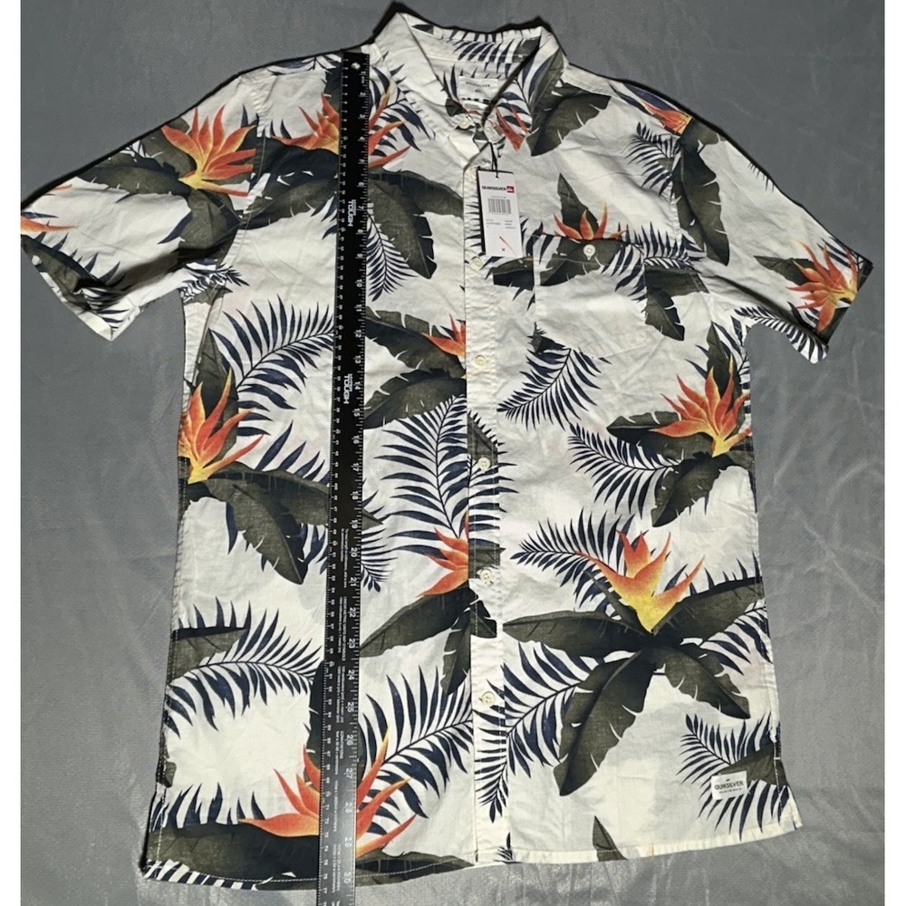 Quiksilver Poolsiders Short Sleeve Shirt Small Snow White New With Tags - Picture 6 of 13